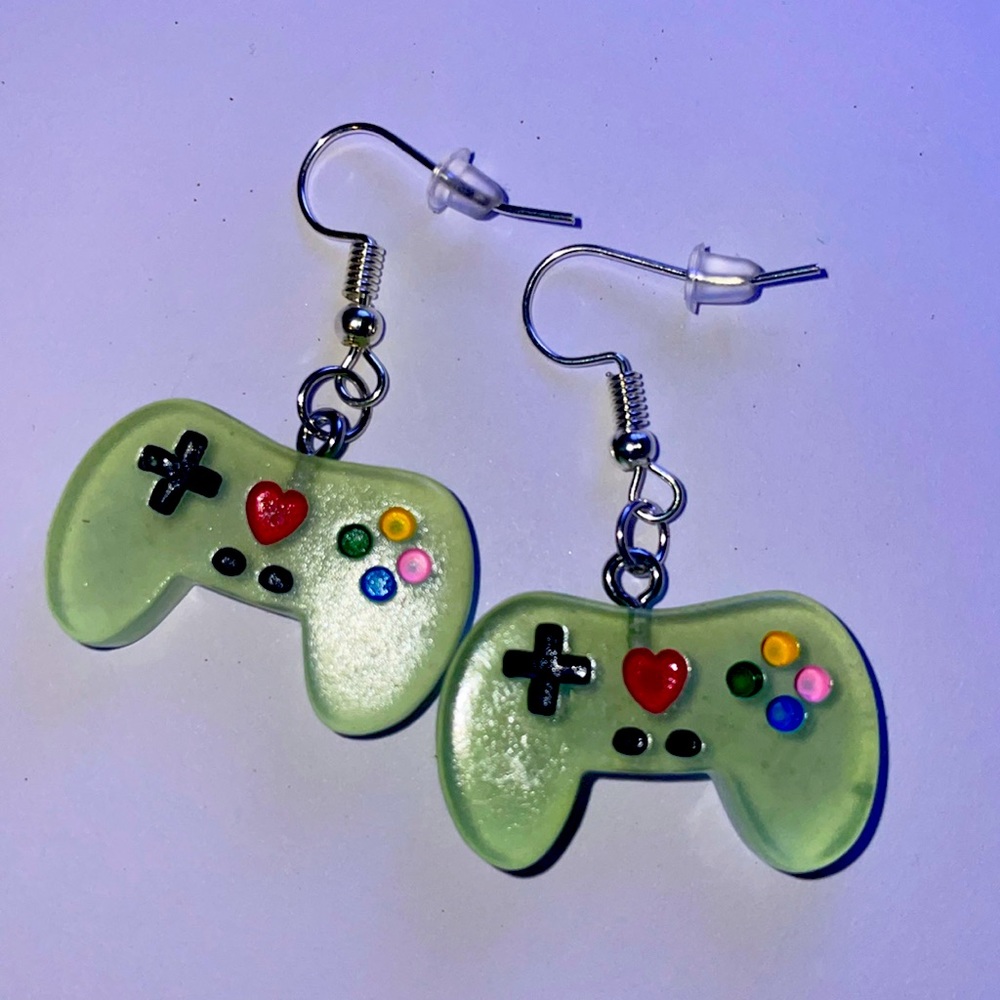 Green Gamer Earrings Kawaii Jewelry Anime Gift Stardew Valley Animal Crossing